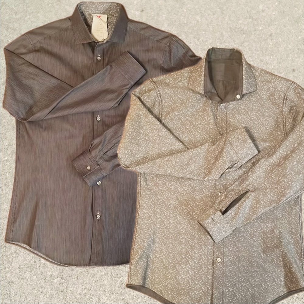 Reversible Gray Calvin Klein men’s button down, M 15-15.5; 2 shirts in 1